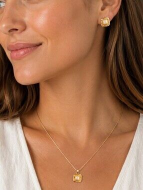 Vtg PHD Minimalist Geometric Square Chain Necklace Earrings Set